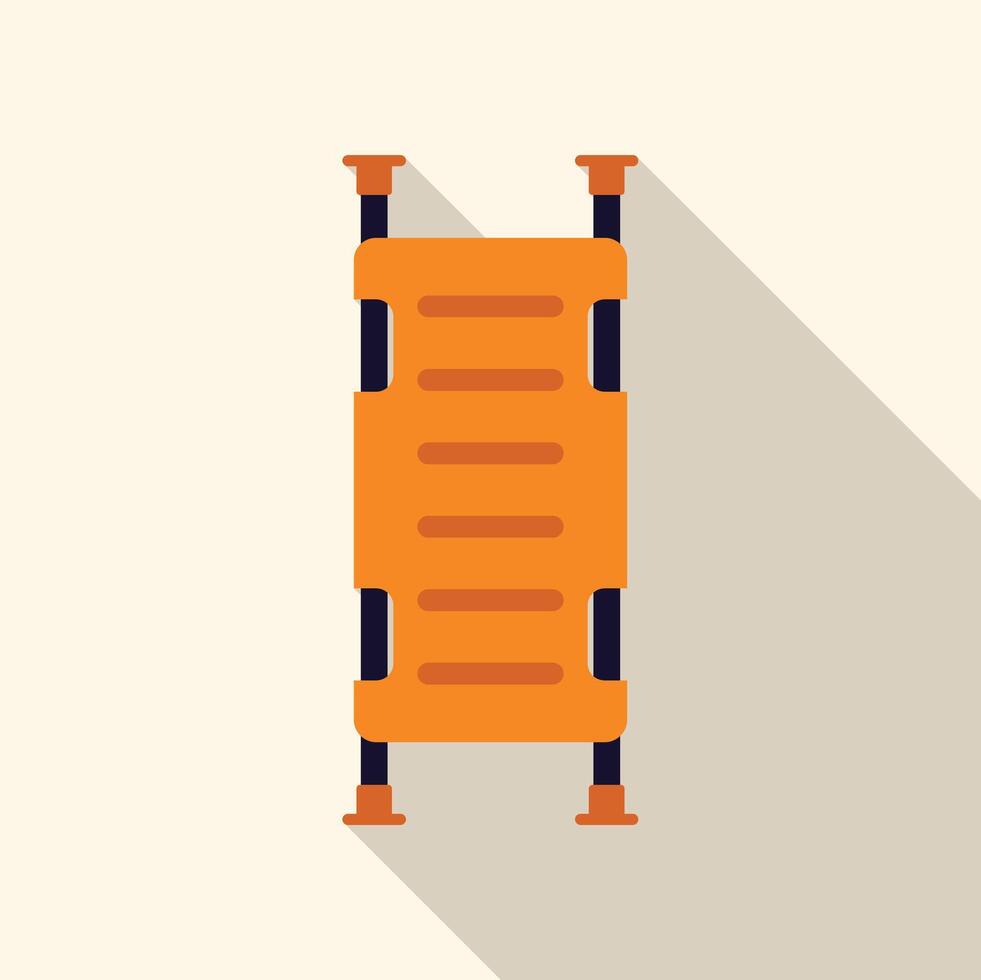 Yellow emergency stretcher standing upright long shadow icon vector