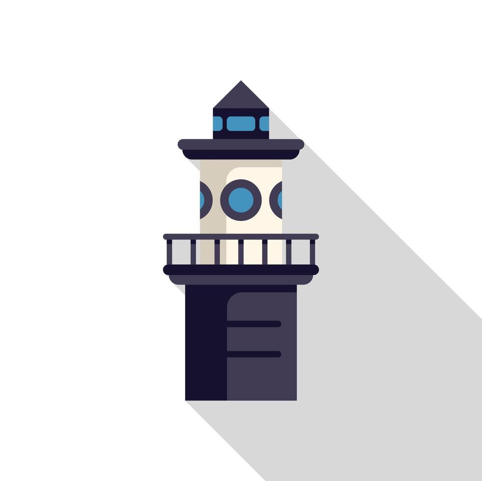 Lighthouse casting long shadow on white background vector