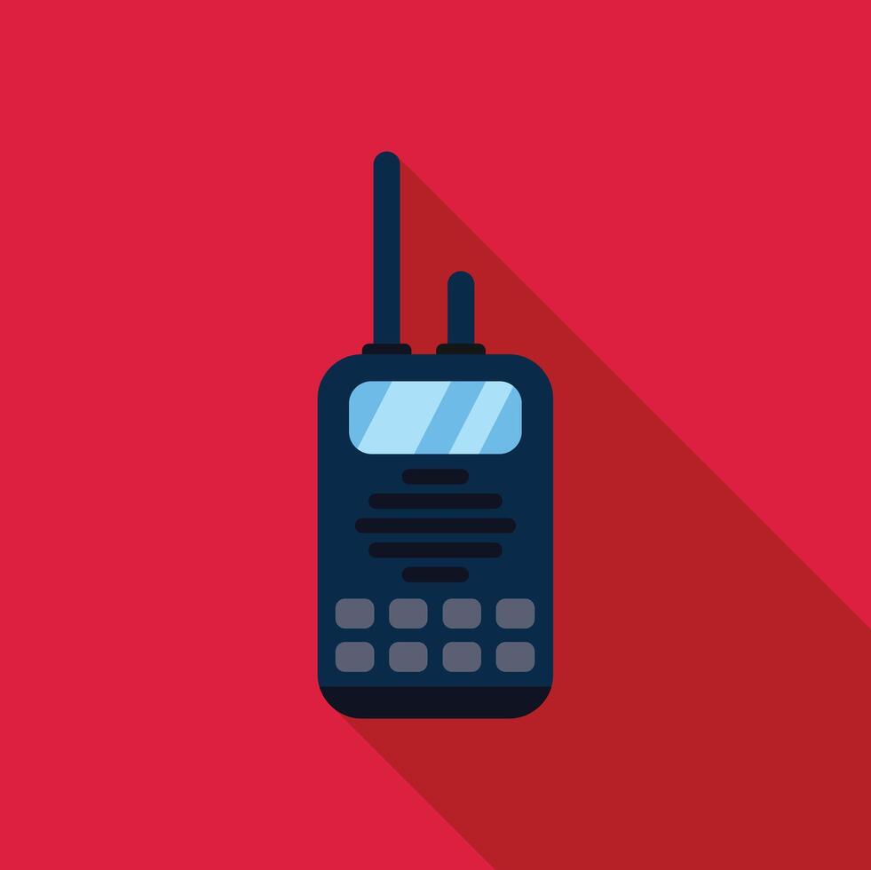 Walkie talkie transceiver radio communication device on red background vector