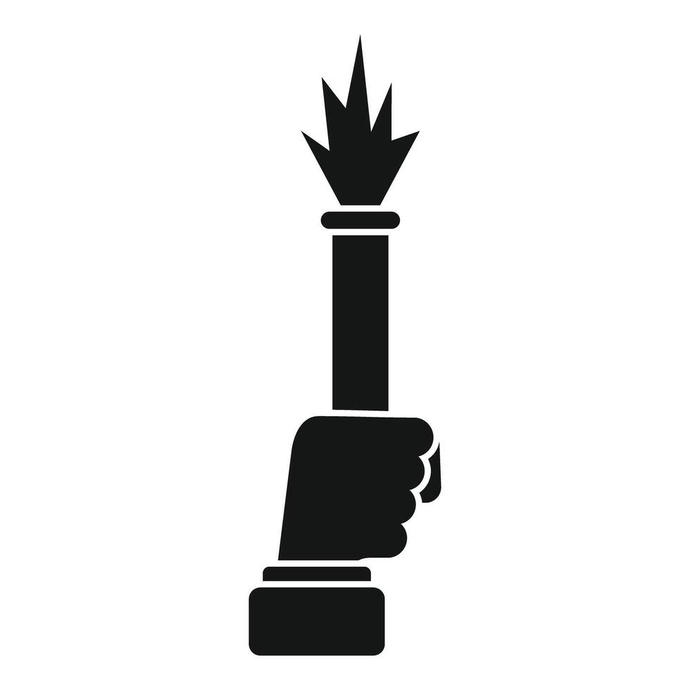 Hand holding burning torch icon simple style vector