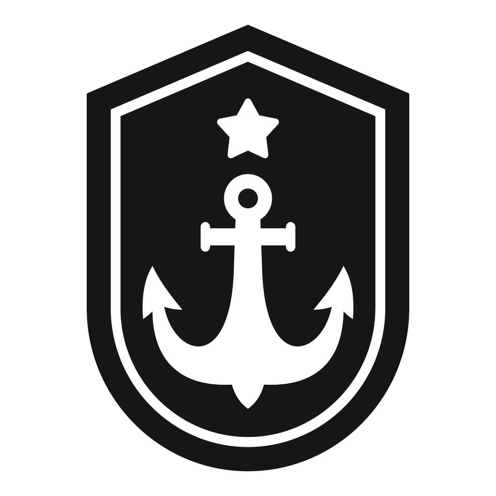 Black and white anchor logo featuring a star on a shield vector