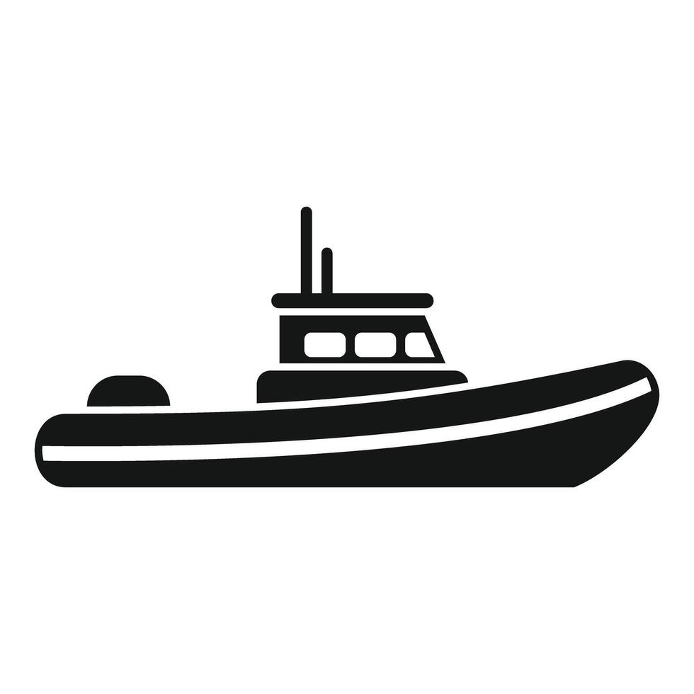 Black silhouette of an inflatable boat with motor vector