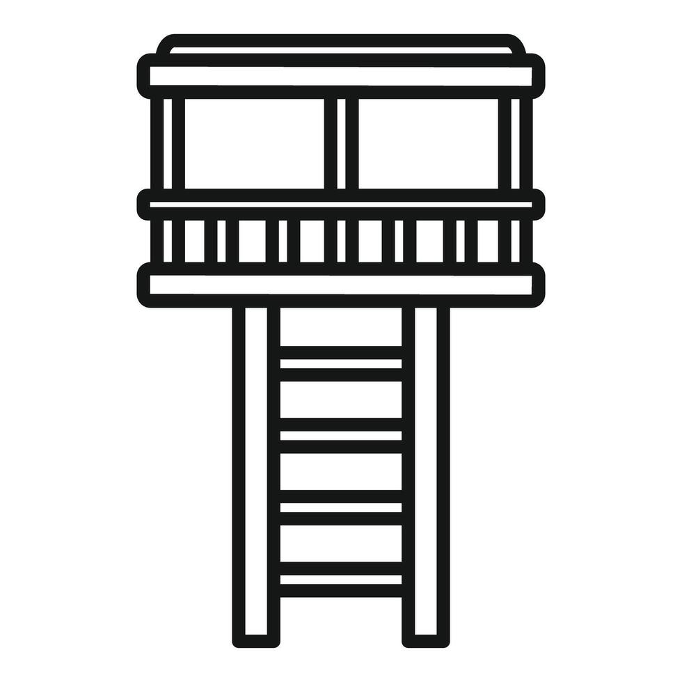 Wooden watchtower standing tall with ladder access vector