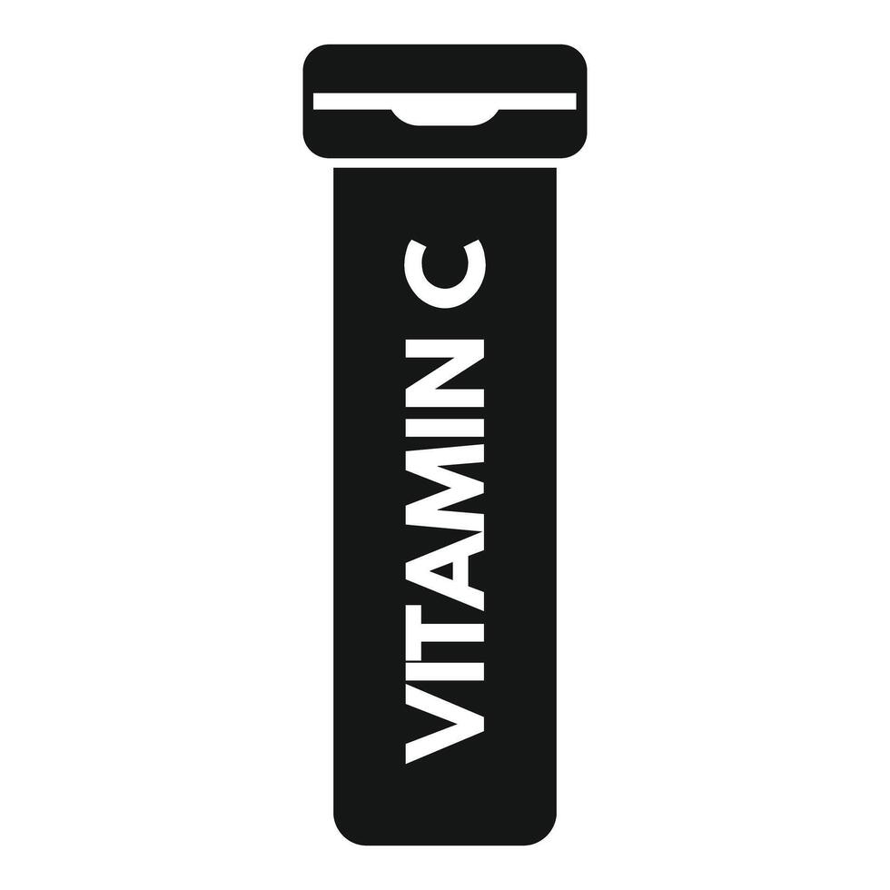 Vitamin c effervescent tablet tube icon, simple style vector