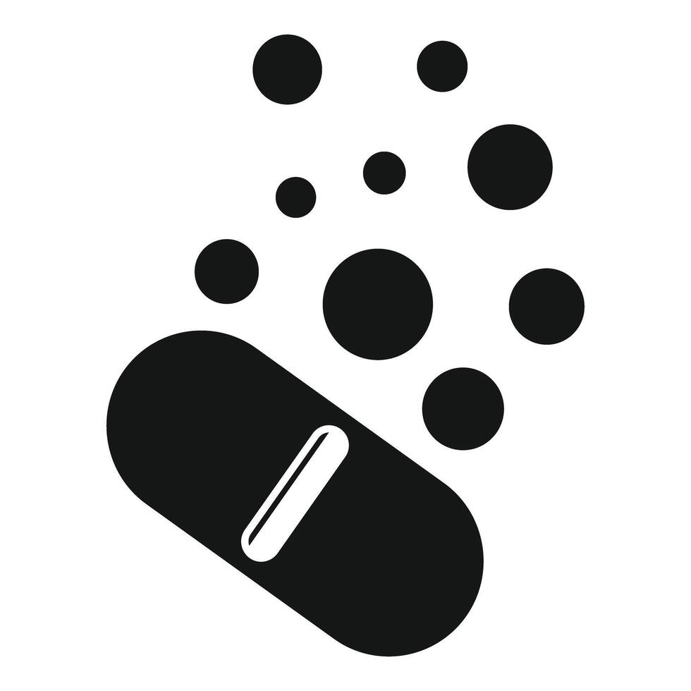 Black pill dissolving with bubbles on white background vector