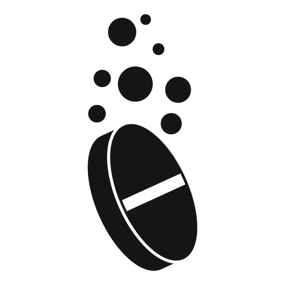 Black and white effervescent pill dissolving with bubbles vector