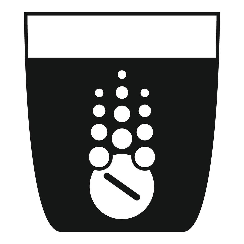 Effervescent tablet dissolving in glass of water vector