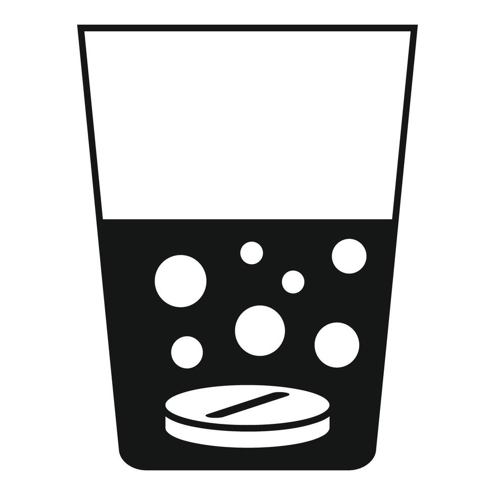 Effervescent tablet dissolving in a glass of water vector