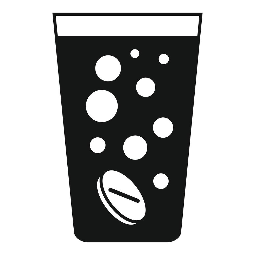 Effervescent pill dissolving in glass of water vector