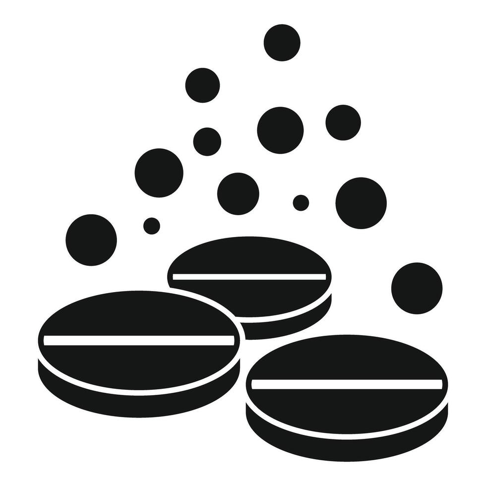 Effervescent tablets dissolving with bubbles icon vector