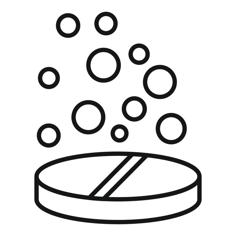 Effervescent tablet dissolving with bubbles icon vector