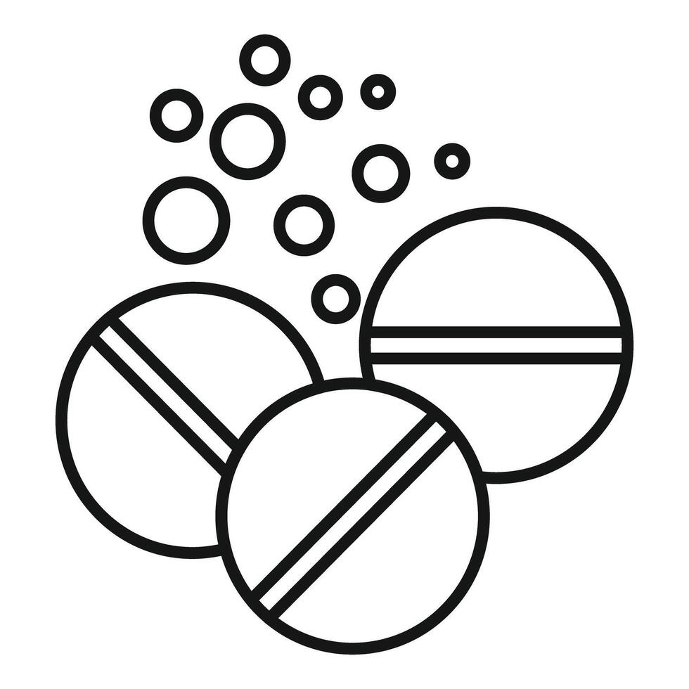 Effervescent pills dissolving in water creating bubbles vector