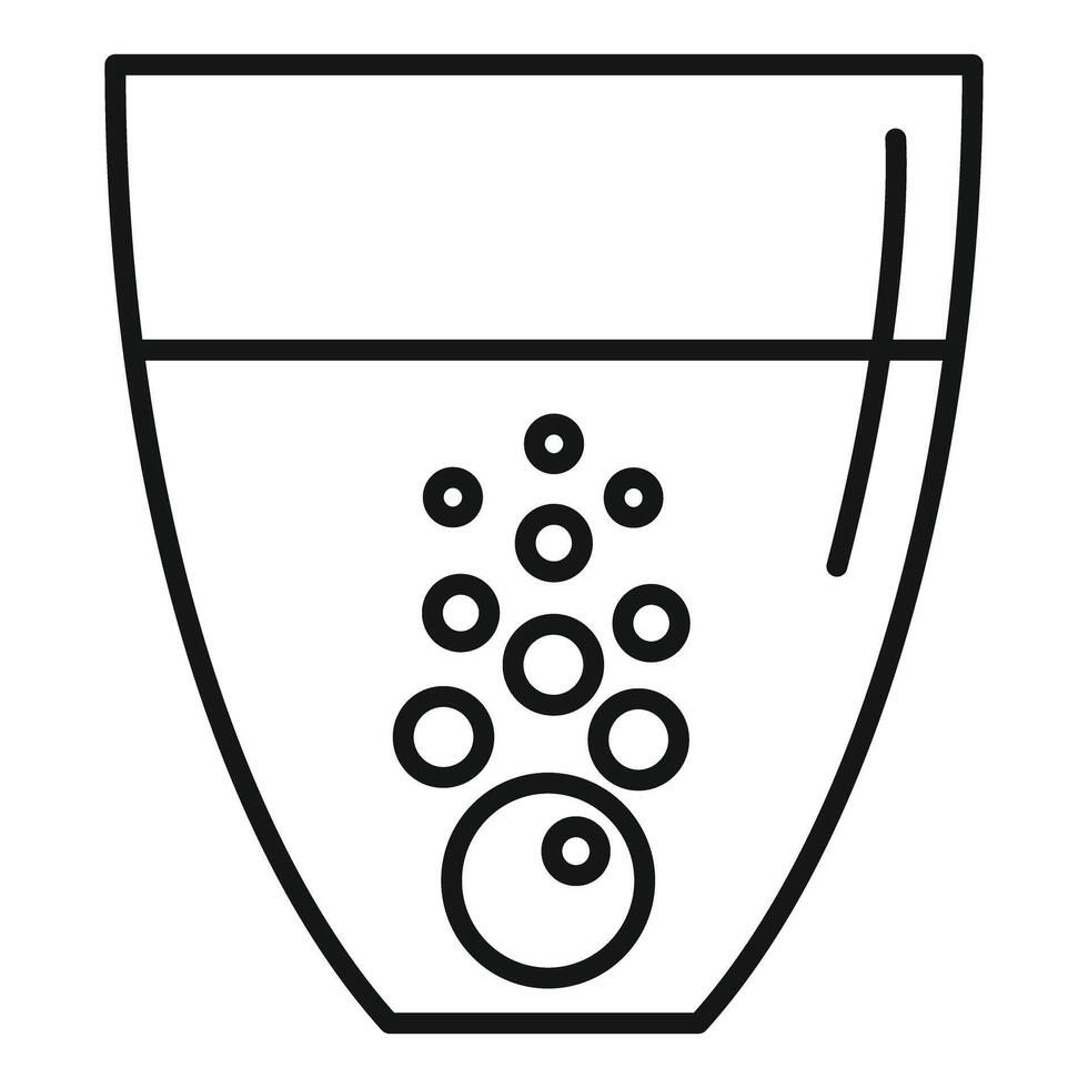 Glass of water with effervescent tablet dissolving, health and wellness icon vector