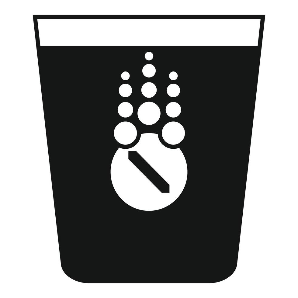 Effervescent tablet dissolving in glass of water icon vector