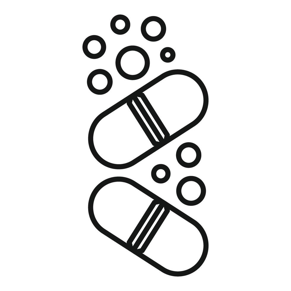 Two medical pills effervescing and dissolving in water vector