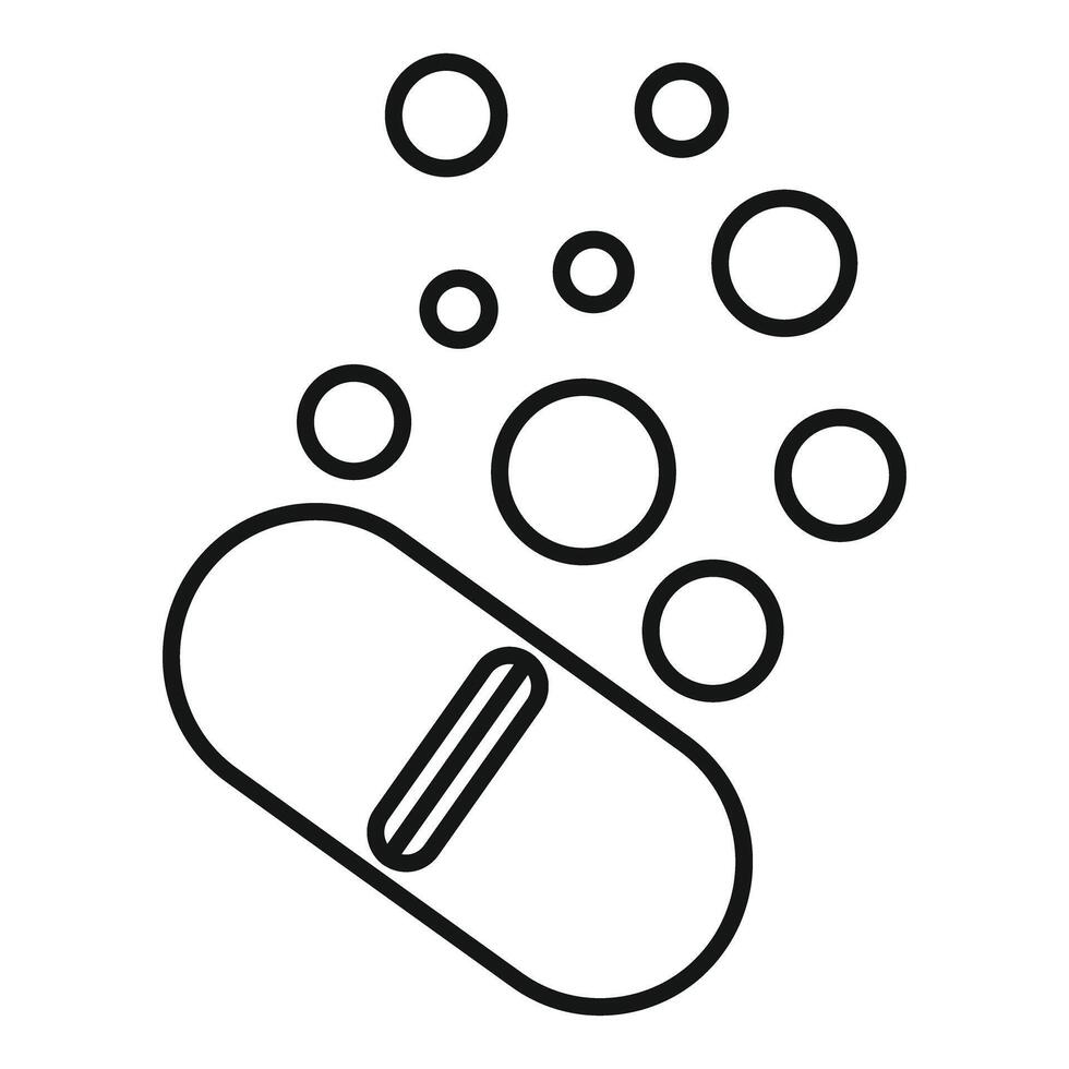 Effervescent pill dissolving with bubbles icon vector