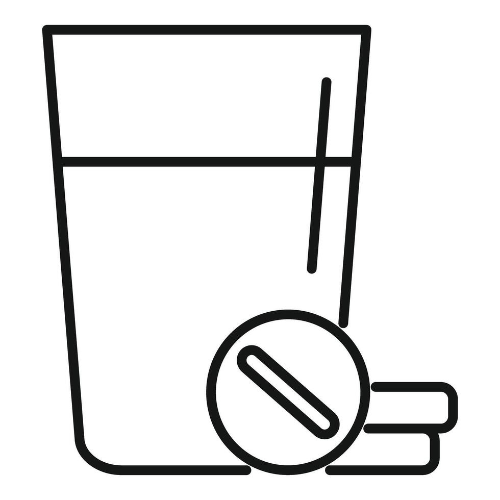 Glass of water with effervescent pill dissolving for treatment vector