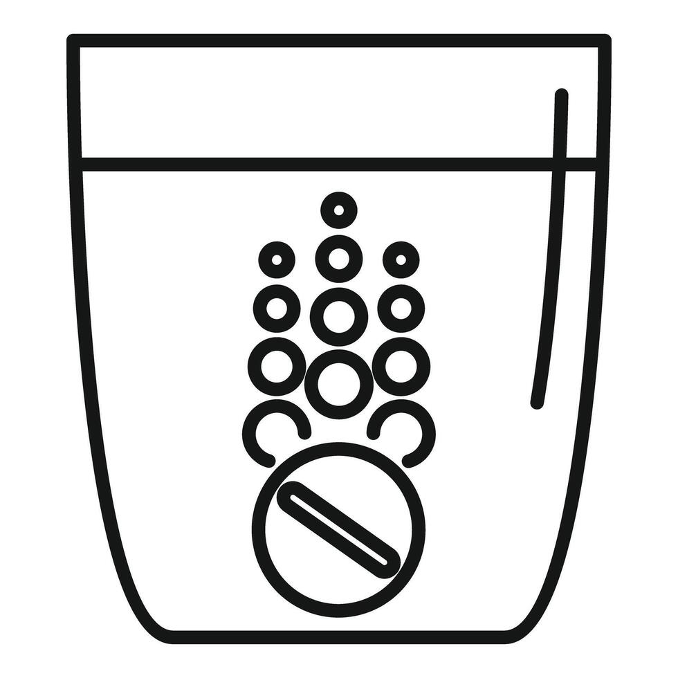 Effervescent tablet dissolving in a glass of water vector