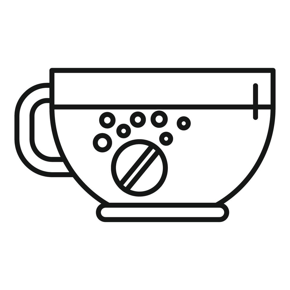 Effervescent pill dissolving in a cup of water vector