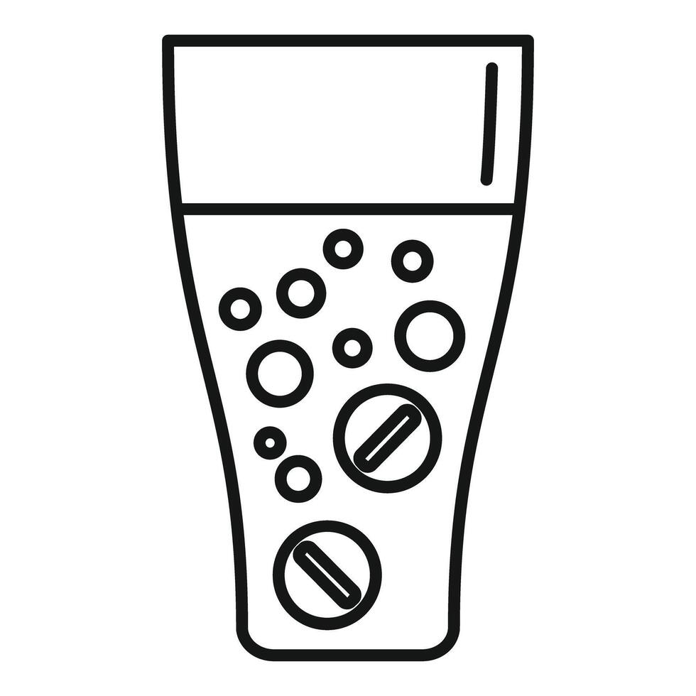 Glass of water dissolving effervescent pills medicine healthcare icon vector