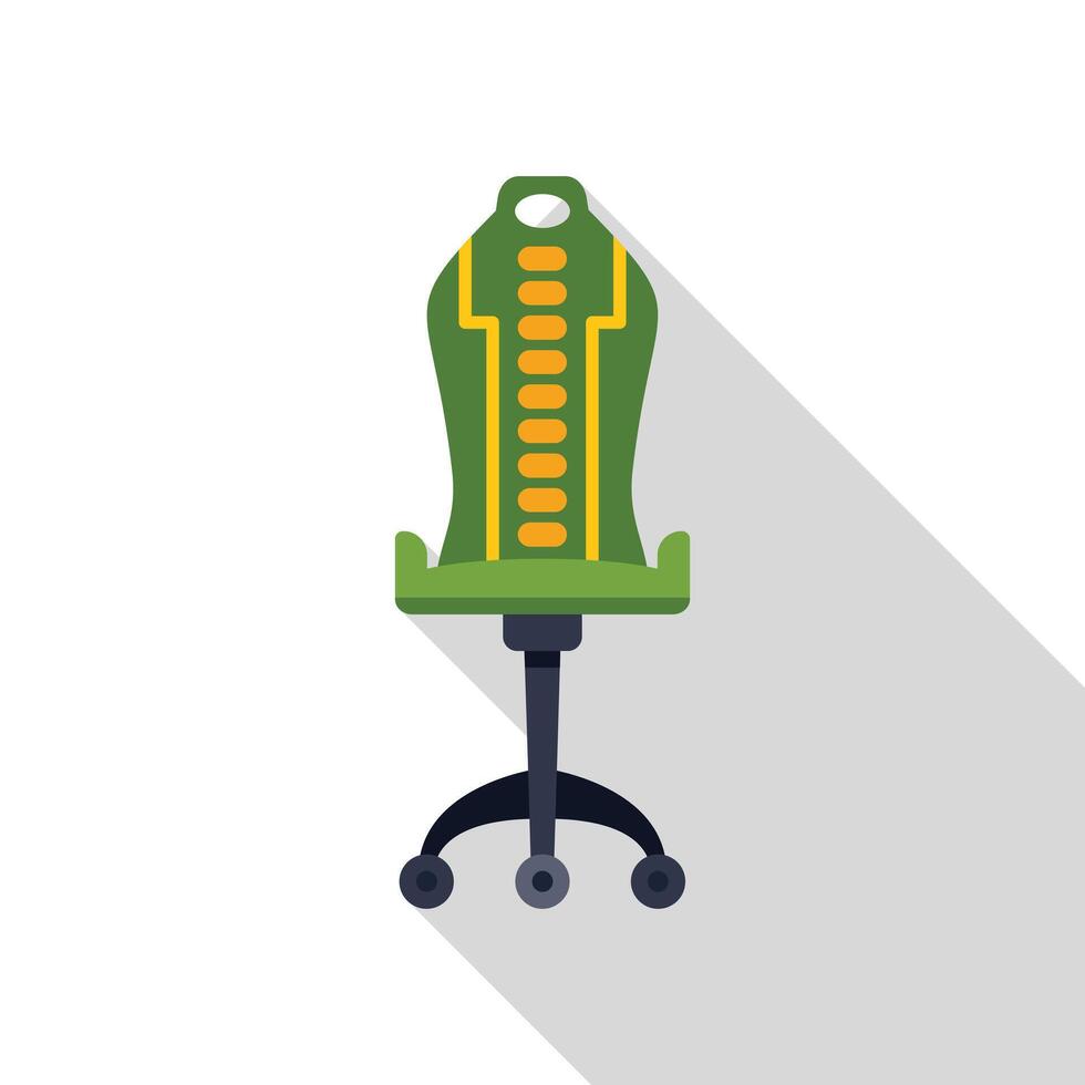 Green gaming chair with long shadow on white background vector