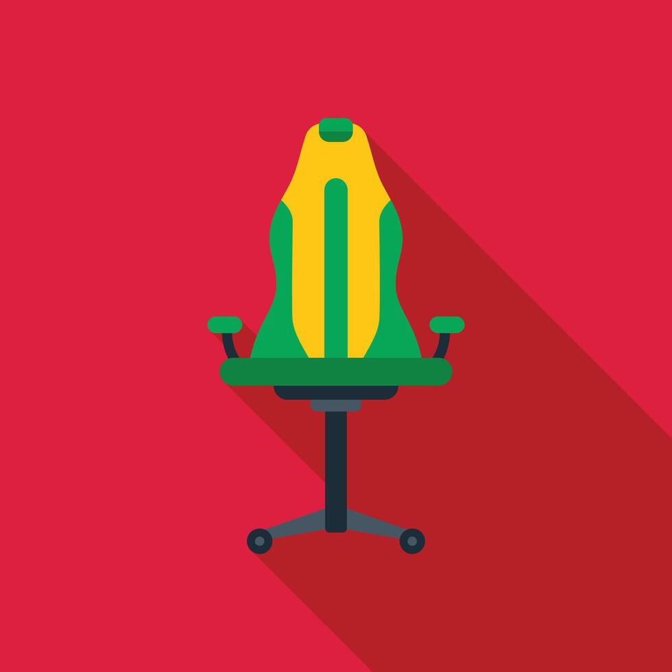 Green and yellow gaming chair for streaming and playing video games vector