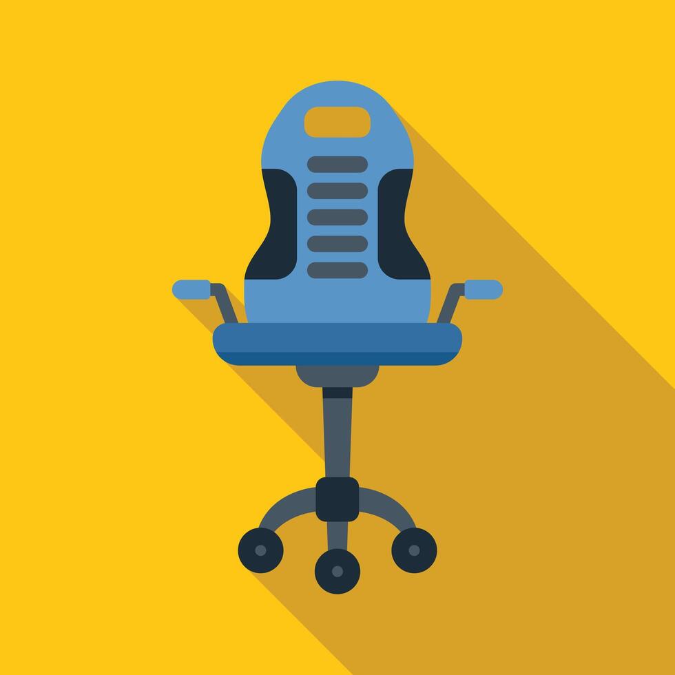 Modern office chair with wheels standing on yellow background vector