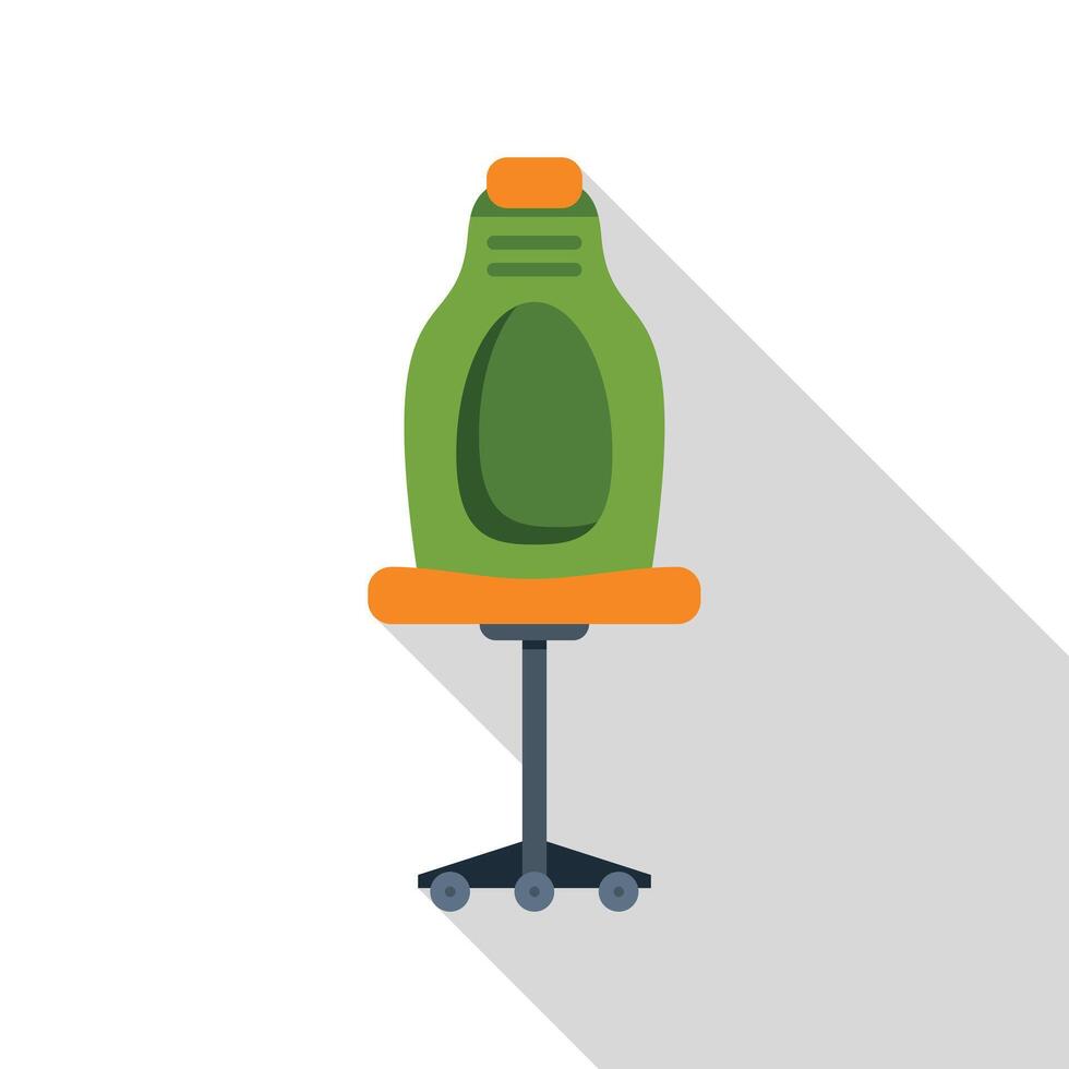Green office chair standing on wheels for remote working vector