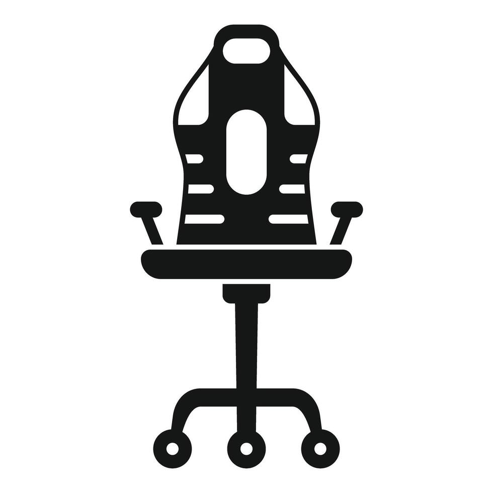 Modern gaming chair with adjustable backrest and wheels icon vector