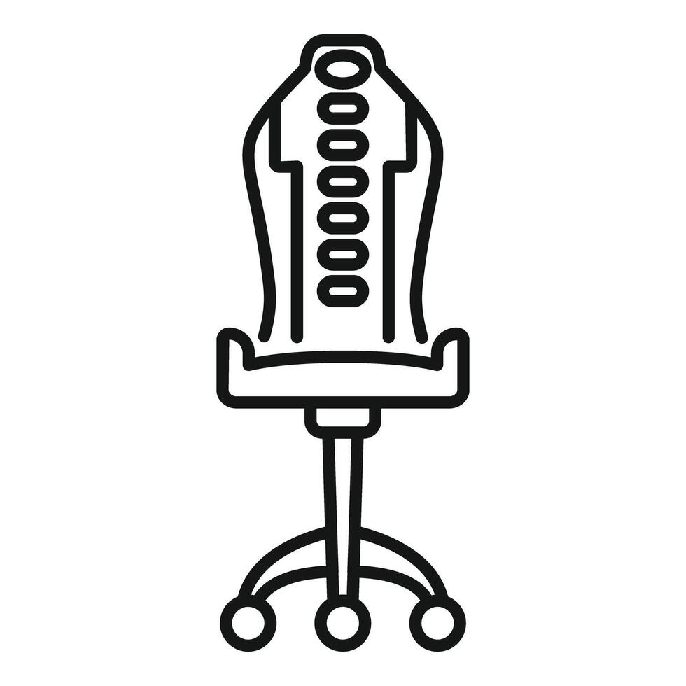 Gaming chair with adjustable backrest and five wheels for comfortable gaming experience line art icon vector