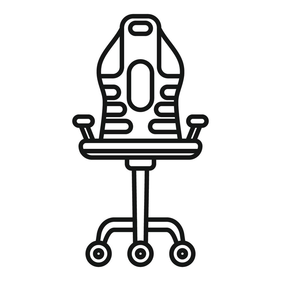 Modern gaming chair with adjustable backrest and armrests line icon vector