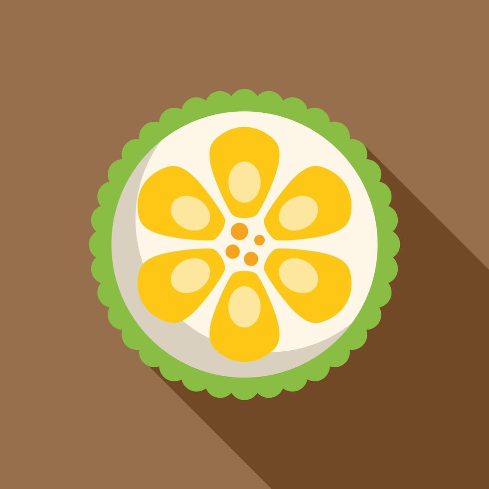 Round cake decorated with yellow flower pattern and green border vector