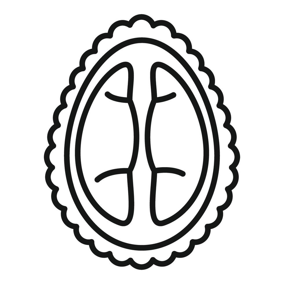 Durian exotic fruit cut showing segments line icon vector
