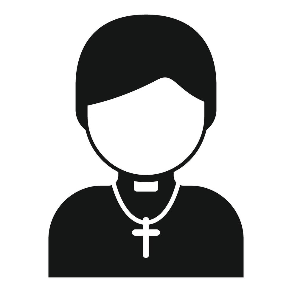 Catholic priest wearing cassock with cross necklace silhouette icon vector