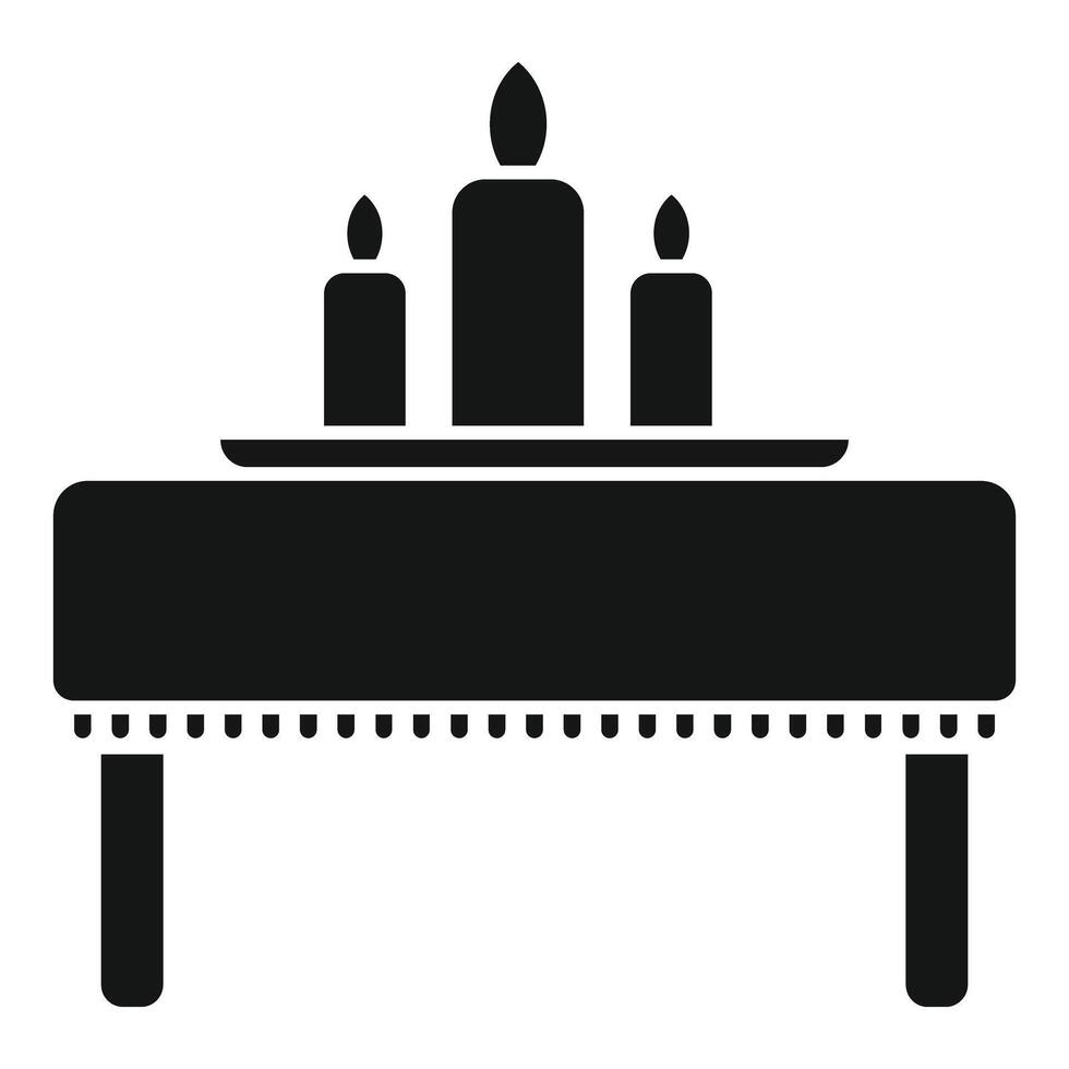 Table decorated with candles on plate creating romantic atmosphere vector