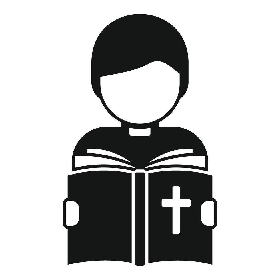 Black silhouette icon of a priest reading the bible vector