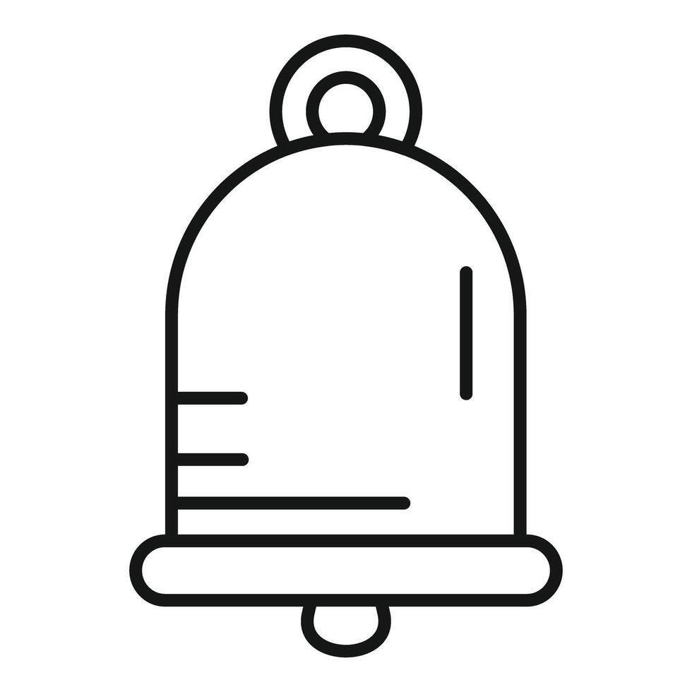 Black outline icon of a bell hanging and ringing vector