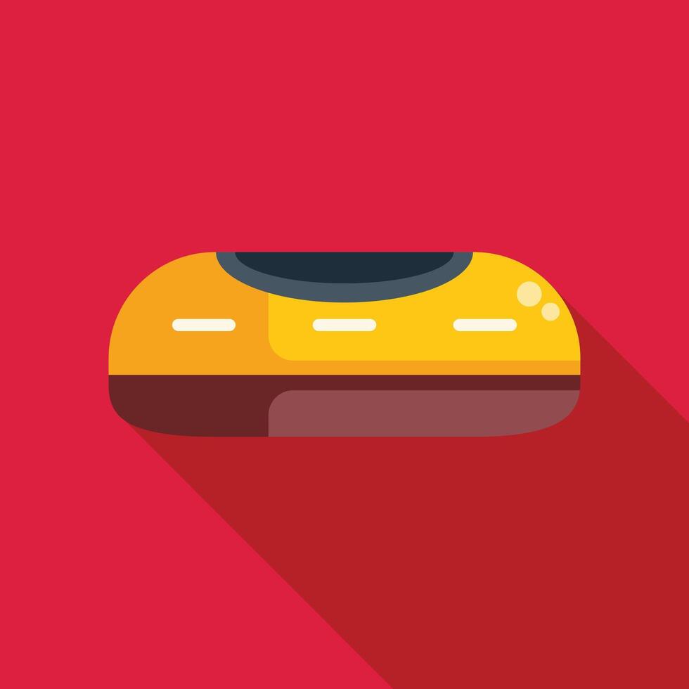 Yellow monorail train moving on railway in minimalist style vector