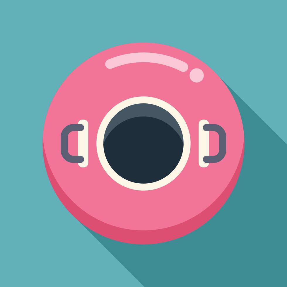 Pink inflatable swim tube floating on water surface vector
