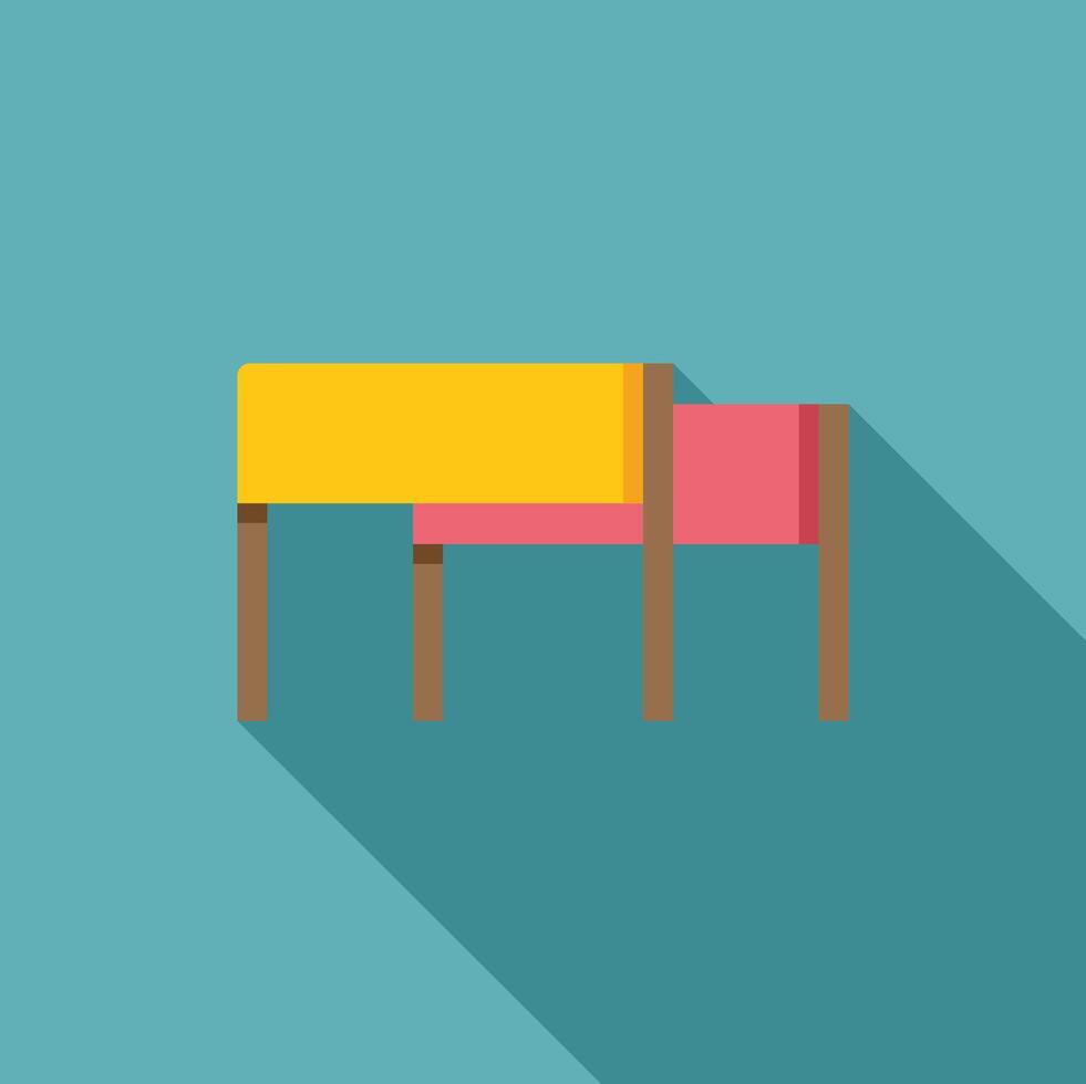 Yellow and red table and chair casting long shadow vector
