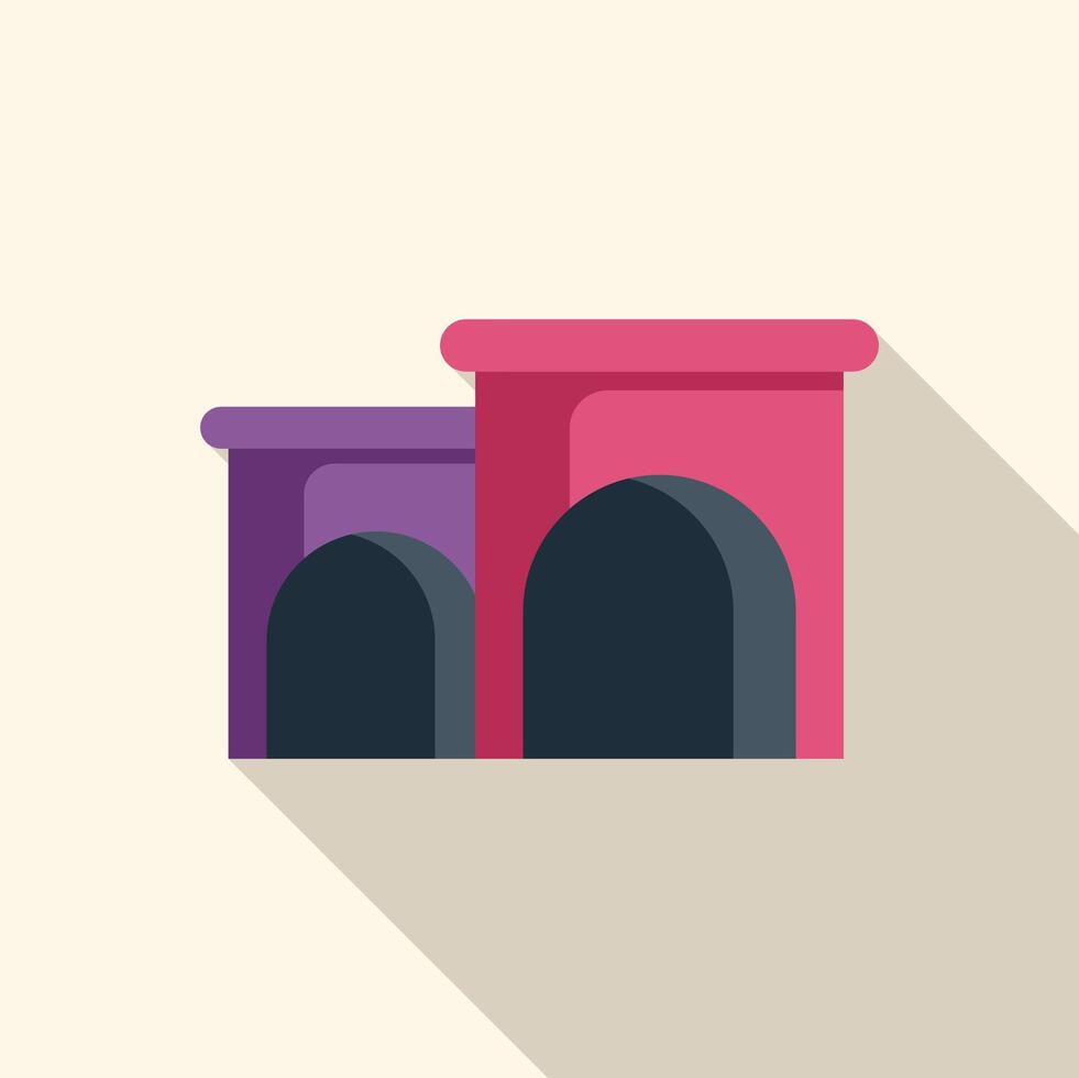 Two entrances to the underground subway tunnel system with a long shadow vector