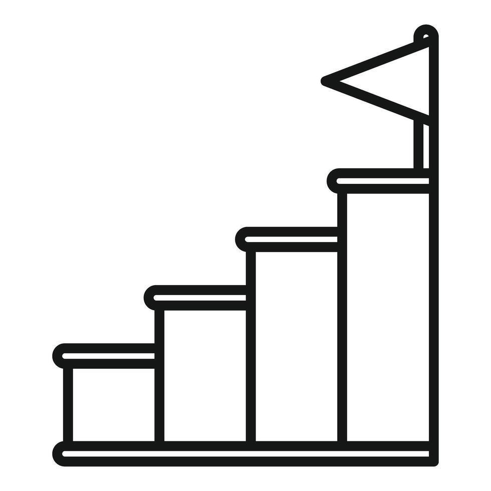Podium with flag representing achieving goal icon vector