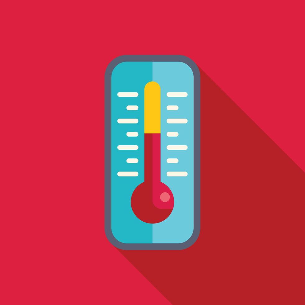 Thermometer showing increasing temperature on red background vector