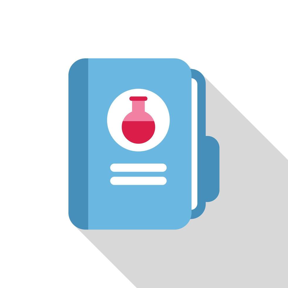 Blue chemistry book cover featuring erlenmeyer flask icon vector