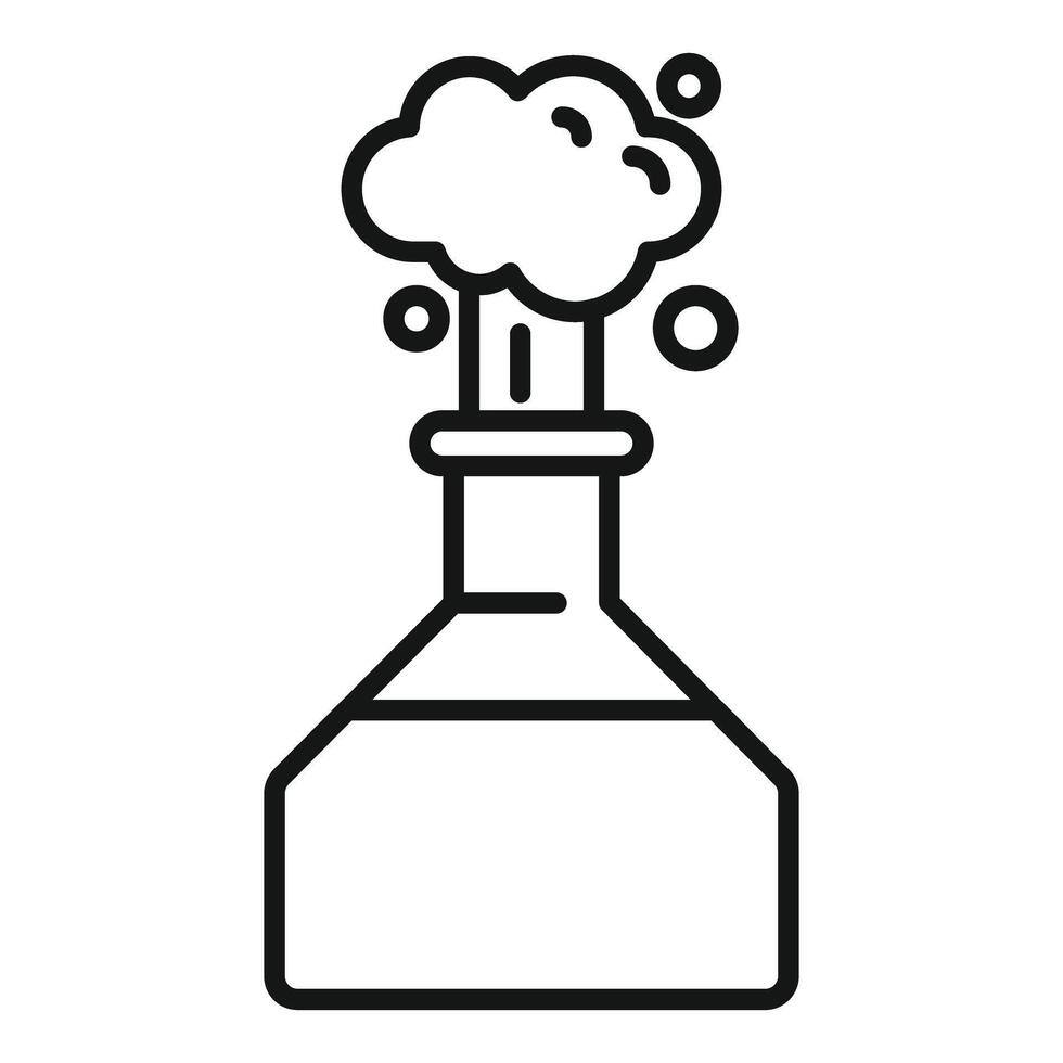 Chemical reaction happening inside erlenmeyer flask with smoke coming out vector