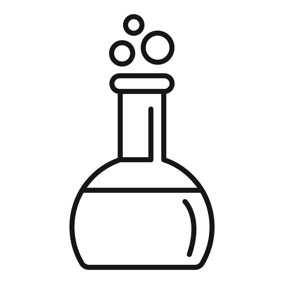 Chemical flask bubbling experiment icon showing chemistry vector