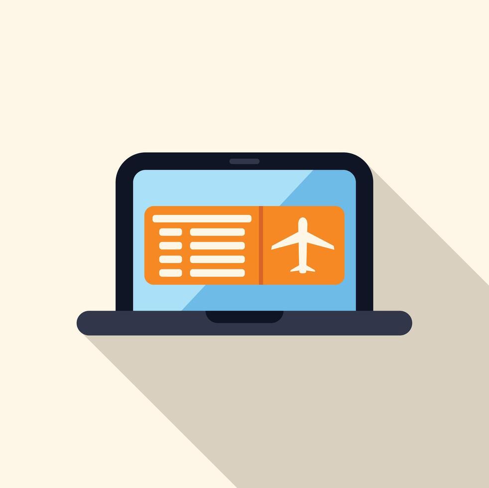 Laptop displaying boarding pass for online booking and travel arrangements vector