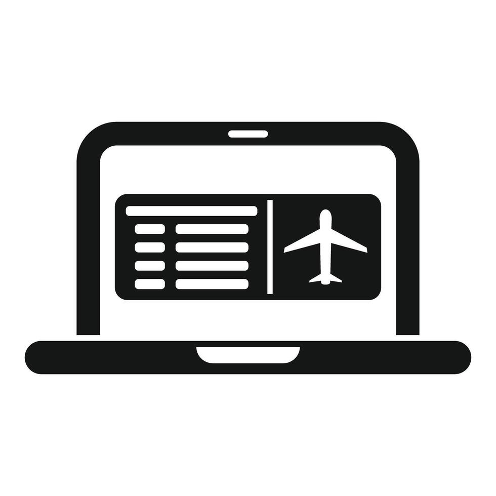 Laptop showing online flight booking app icon vector