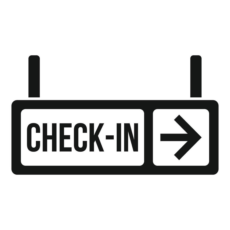 Check in airport sign showing direction for registering vector