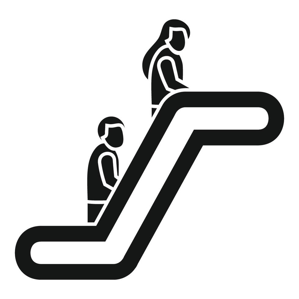 People using escalator stairs black and white icon vector